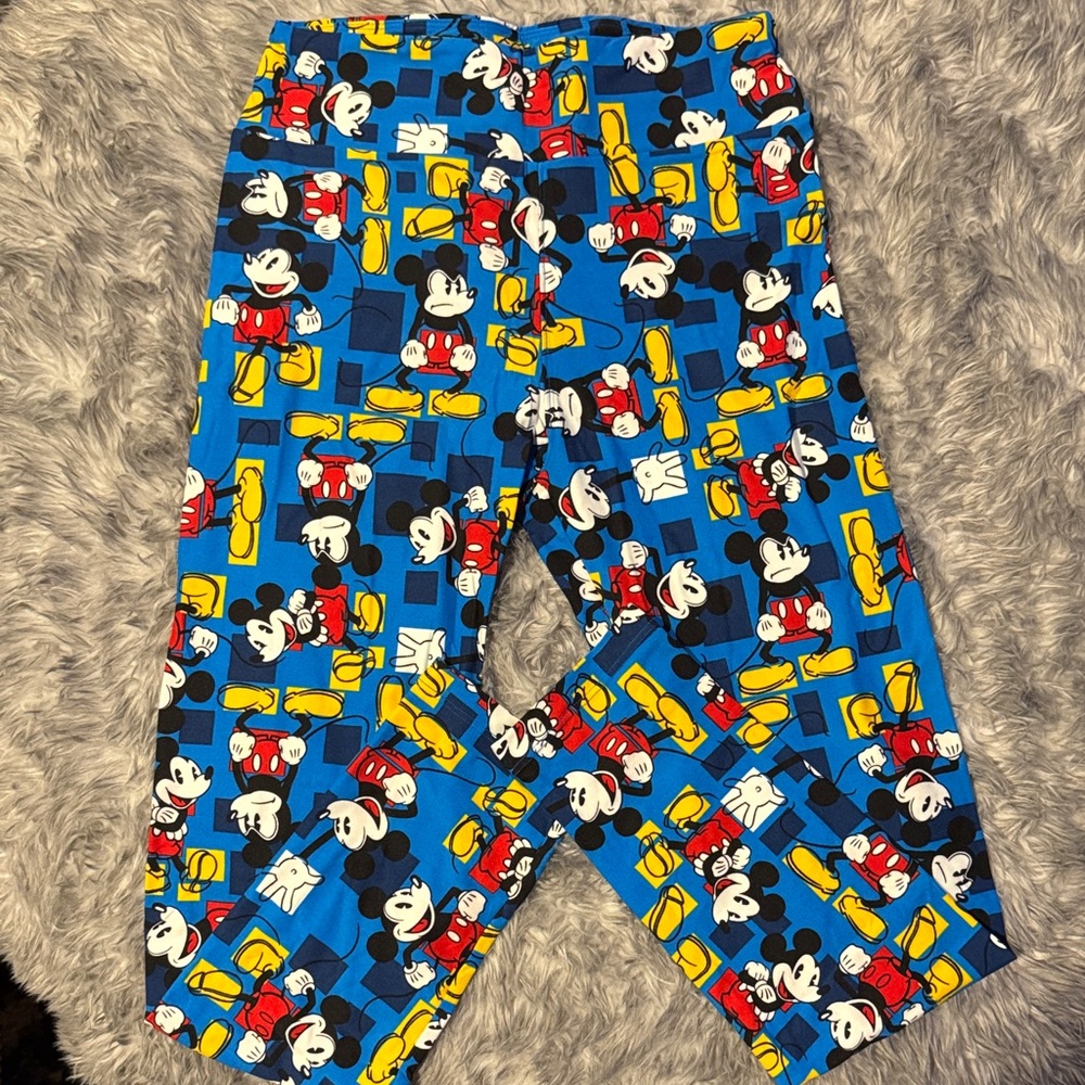 Lularoe OS Disney Mickey Mouse Blue yellow and Red Leggings
